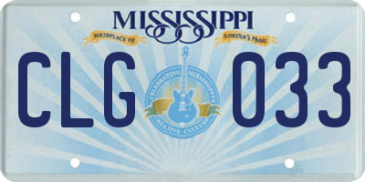 MS license plate CLG033