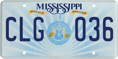 MS license plate CLG036