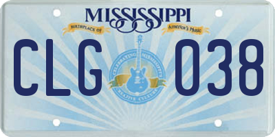 MS license plate CLG038