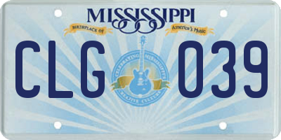 MS license plate CLG039