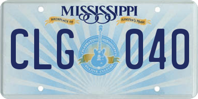 MS license plate CLG040