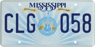MS license plate CLG058