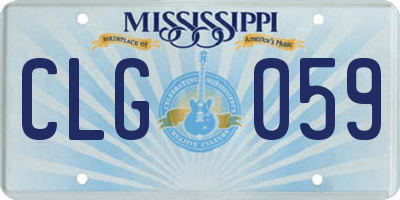 MS license plate CLG059