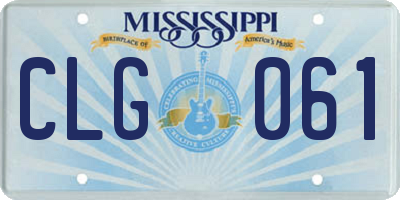 MS license plate CLG061