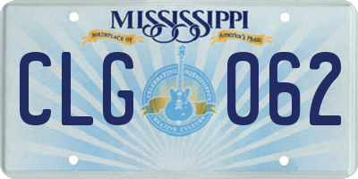 MS license plate CLG062