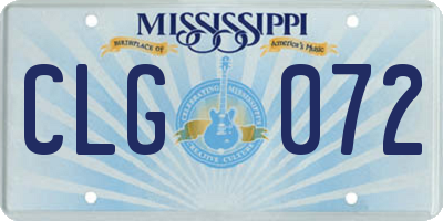 MS license plate CLG072