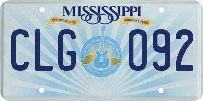 MS license plate CLG092