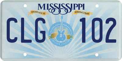 MS license plate CLG102