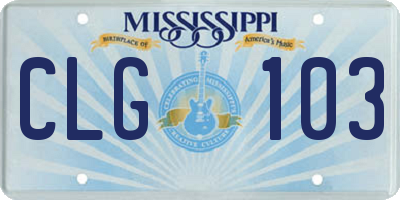 MS license plate CLG103