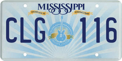 MS license plate CLG116