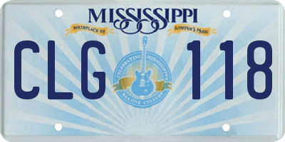 MS license plate CLG118