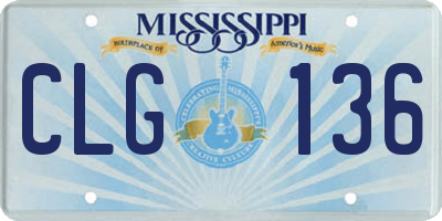MS license plate CLG136
