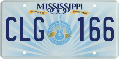 MS license plate CLG166