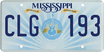 MS license plate CLG193