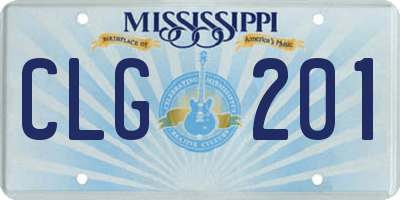 MS license plate CLG201