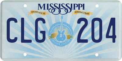 MS license plate CLG204