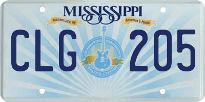 MS license plate CLG205