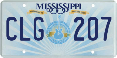 MS license plate CLG207