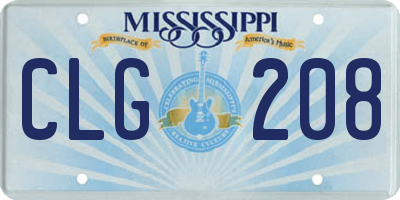 MS license plate CLG208
