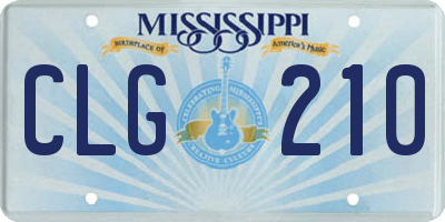MS license plate CLG210
