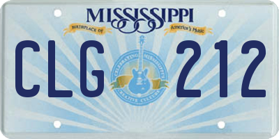 MS license plate CLG212