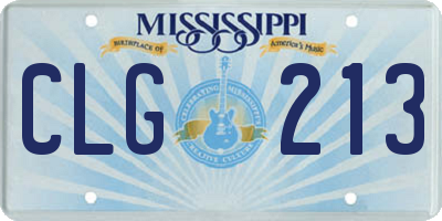 MS license plate CLG213