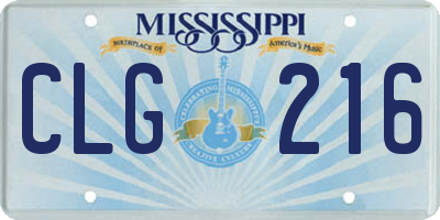 MS license plate CLG216