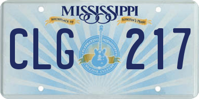 MS license plate CLG217