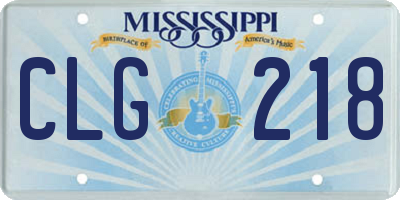 MS license plate CLG218