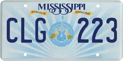 MS license plate CLG223