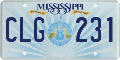 MS license plate CLG231