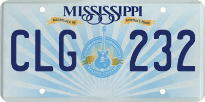 MS license plate CLG232