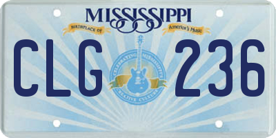 MS license plate CLG236