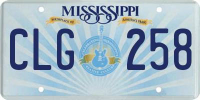 MS license plate CLG258