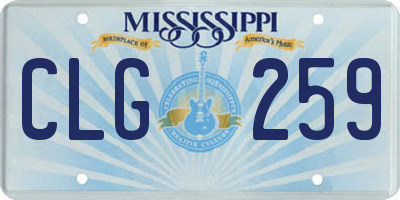 MS license plate CLG259