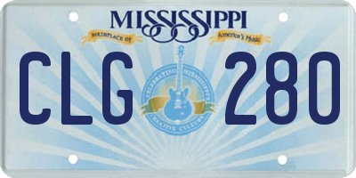 MS license plate CLG280