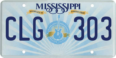 MS license plate CLG303