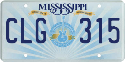 MS license plate CLG315