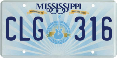 MS license plate CLG316