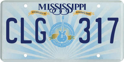 MS license plate CLG317