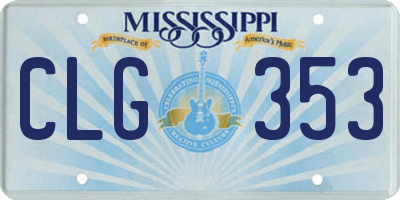 MS license plate CLG353