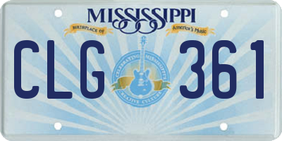 MS license plate CLG361