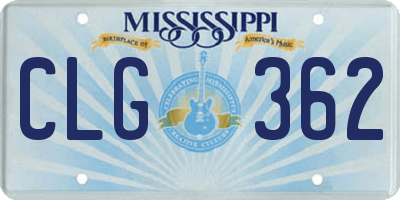 MS license plate CLG362