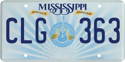 MS license plate CLG363