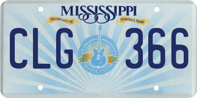 MS license plate CLG366