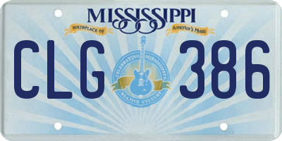 MS license plate CLG386