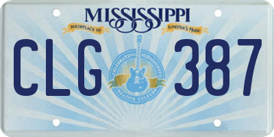 MS license plate CLG387