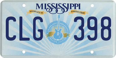 MS license plate CLG398