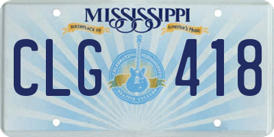 MS license plate CLG418