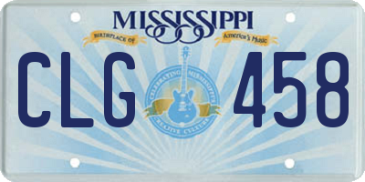 MS license plate CLG458